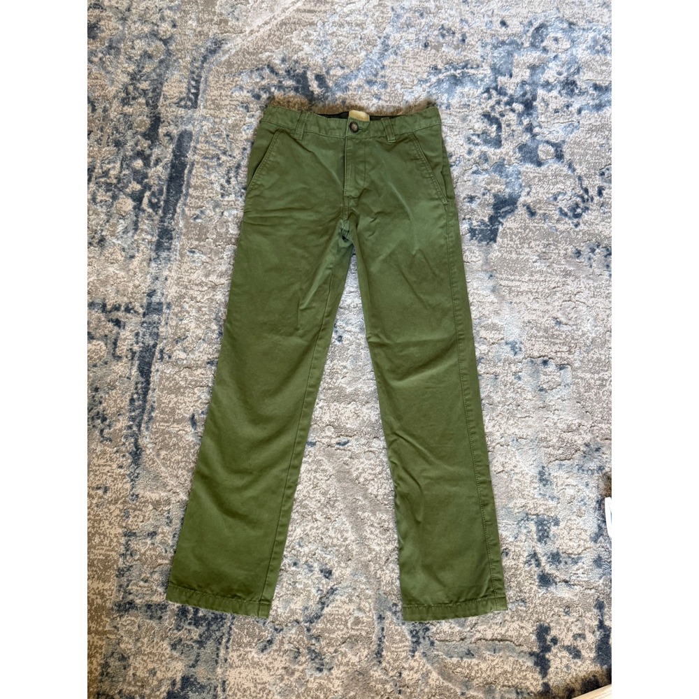 Boden Boys Straight Leg Chino Pants Green 9Y Adjustable Waist Cotton Trousers
